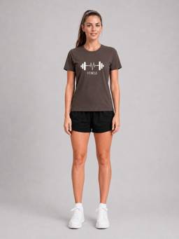 Label nyc apparel - Brown Women Round Neck Printed T-Shirt