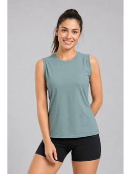 Label nyc apparel - Green Women Round Neck Sleeveless T-Shirt