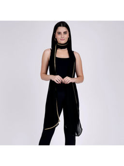 First Resort by Ramola Bachchan - Women's Black Georgette Dupatta