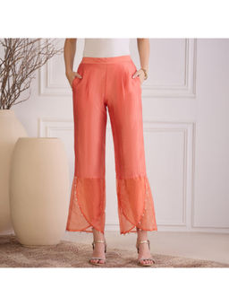First Resort by Ramola Bachchan - Women's Peach Cotton Straight Pant