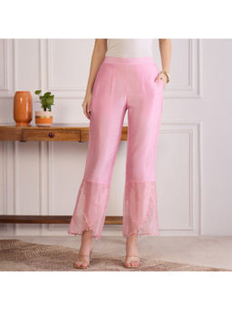 First Resort by Ramola Bachchan - Women's Pink Cotton Straight Pant