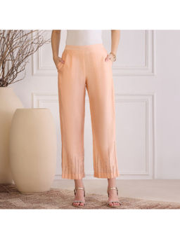 First Resort by Ramola Bachchan - Women's Peach Cotton Straight Pant