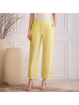 First Resort by Ramola Bachchan - Women's Yellow Cotton Straight Pant