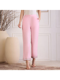 First Resort by Ramola Bachchan - Women's Pink Cotton Straight Pant