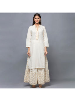 First Resort by Ramola Bachchan - Ivory Sequinned Sharara Suit Set