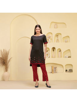 First Resort by Ramola Bachchan - Women's Multi-Color Cotton Embroidered Kurta and Pant