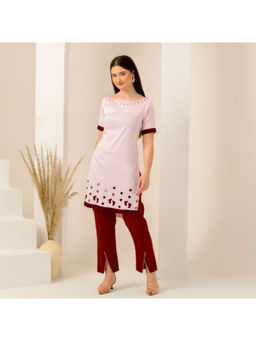 First Resort by Ramola Bachchan - Women's Multi-Color Cotton Embroidered Kurta and Pant
