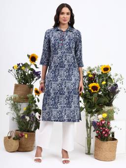 Gahan - Womens Blue Pure Cotton Kurta & Pant