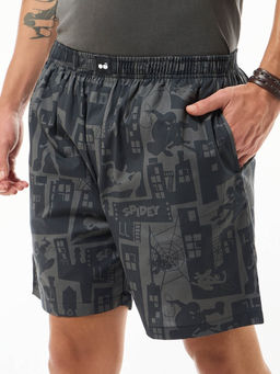 Bewakoof - Official Marvel Men's Black Spiderman All Over Printed Boxers