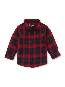 GJ Baby By Gini & Jony - Maroon Lively Checks Cotton Collar Neck Shirt