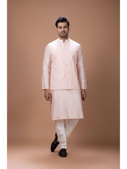 PRIYANKA HARALALKA - Powder Pink Kurta with Bundi and Pyjama Set