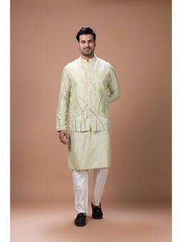 PRIYANKA HARALALKA - Mint Green Kurta with Bundi and Pyjama Set