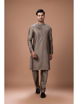 PRIYANKA HARALALKA - Metallic Fawn Kurta and Pyjama Set