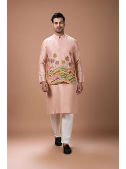 PRIYANKA HARALALKA - Onion Pink Kurta with Bundi and Pyjama Set