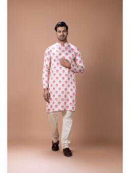 PRIYANKA HARALALKA - Red and Cream Kurta and Pyjama Set