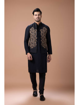 PRIYANKA HARALALKA - Black Kurta Bundi and Pyjama
