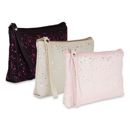 NFI Essentials - Pack Of 3 Glittery Makeup Pouch For Women (One Size)