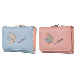 NFI Essentials - Fashion Pu Leather Mini Clutch Wallet Girls Leaf Bi-Fold (Pack Of 2)