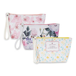 NFI Essentials - Pu Floral Print Makeup Pouch For Women, Pack Of 3