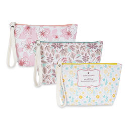 NFI Essentials - Pu Floral Print Makeup Pouch For Women, Pack Of 3