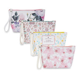 NFI Essentials - Pu Floral Print Makeup Pouch For Women, Pack Of 4