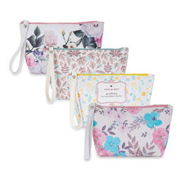 NFI Essentials - Pu Floral Print Makeup Pouch For Women, Pack Of 4