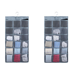 NFI Essentials - Double Sided 30 Pockets Clear Hanging Bag For Storage Grey (Pack Of 2)