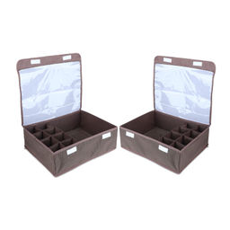 NFI Essentials - Foldable Cloth Storage 24 Slots Cube Basket Container With Drawers Brown (Pack Of 2)