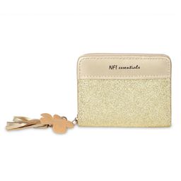 NFI Essentials - Fashion Pu Leather Mini Glitery Wallet Clutch Purse (Rose Gold) (One Size)