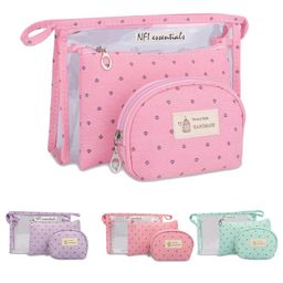 NFI Essentials - 3 Pc Cosmetic Pouch Makeup Pouch (Pink) (One Size)