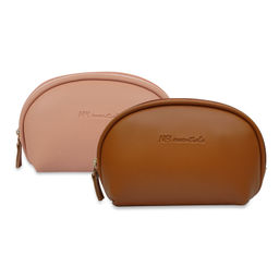 NFI Essentials - Pack Of 2 Cosmetic Pouch Light Pink & Tan Makeup Pouches And Vanity Kits (One Size)