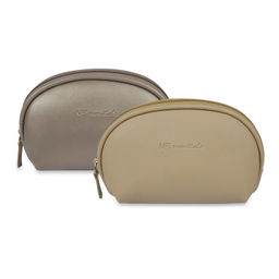 NFI Essentials - Pack Of 2 Cosmetic Pouch Peach & Silver Makeup Pouches And Vanity Kits (One Size)