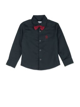 U.S. POLO ASSN. - Boys Black Solid Twill Shirt
