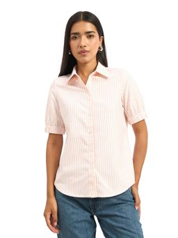 SALT Attire - Sabine-Peach Striped Shirt