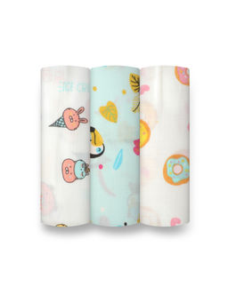 Smiley Buttons - Multi-Color Single Weave Muslin Swaddle (Pack of 3)
