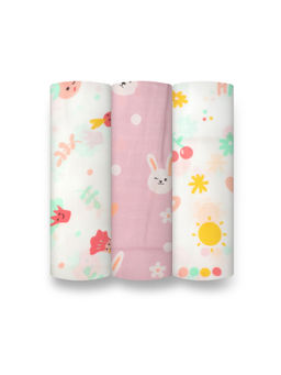 Smiley Buttons - Multi-Color Unisex Single Weave Muslin Swaddle (Pack of 3)