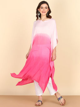 Maaesa - Women Pink Ombre Crepe Kaftan Kurta