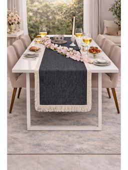 THROW PILLOW - Dark Grey Fringe Table Runner