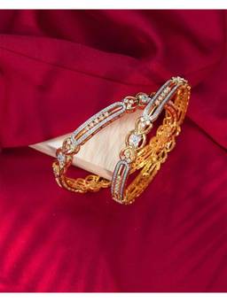 ZEVARLY - Gold-Plated Cz Studded Bangles