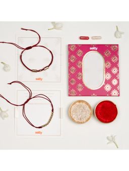 Salty - Suvarna Bandhan Golden Beads and Red Thread Rakhi for Bhaiya and Bhabhi