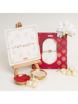 Salty - Smiley and Pink Beaded Raki Bandhan Lumba Rakhi for Bhaiya and Bhabhi