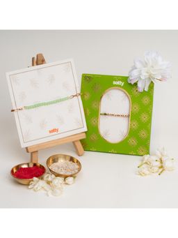 Salty - Green Beads Rakhi Bandhan Lumba Rakhi for Bhaiya and Bhabhi