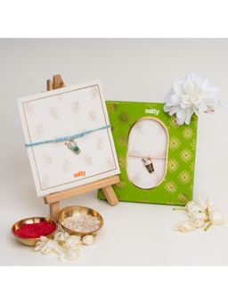 Salty - Enamel Coffee Blue and Coffee Pink Rakhi Bandhan Lumba Rakhi for Bhaiya and Bhabhi