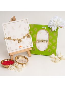 Salty - Gold and Mint Ghungroo Rakhi Bandhan Lumba Rakhi for Bhaiya and Bhabhi