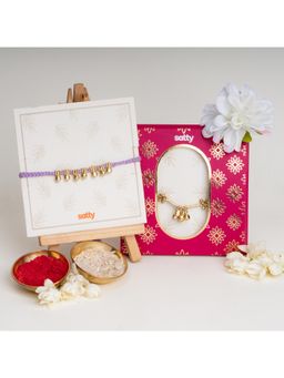 Salty - Gold and Lilac Ghungroo Rakhi for Bhaiya and Bhabhi