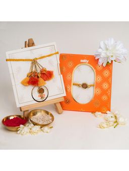 Salty - Enamel Orange Rakhi Bandhan Lumba Rakhi for Bhaiya and Bhabhi