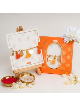 Salty - Orange Tassel Coin Hanging Bandhan Rakhi for Bhabhi