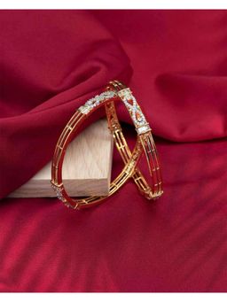 ZEVARLY - Gold Plated American Diamond Stone Studded Bangles