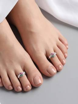 TOUCH925 - Pure 925 Silver Dual Leaf Toe Ring for Women
