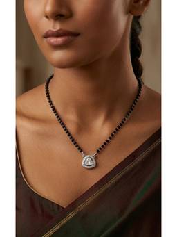 SAMIKA - 925 Sterling Silver Tri Cut Solitaire Mangalsutra